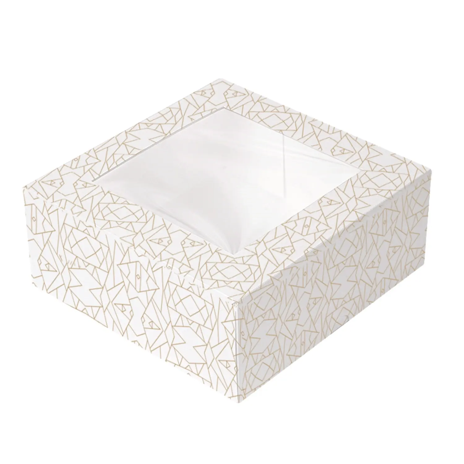 Cajas pastelería con ventana 'thepack' deco  18x18x7,5 cm blanco cartón nano-micro + opp (50 unid.)