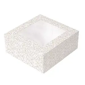 Cajas pastelería con ventana 'thepack' deco  18x18x7,5 cm blanco cartón nano-micro + opp (50 unid.)