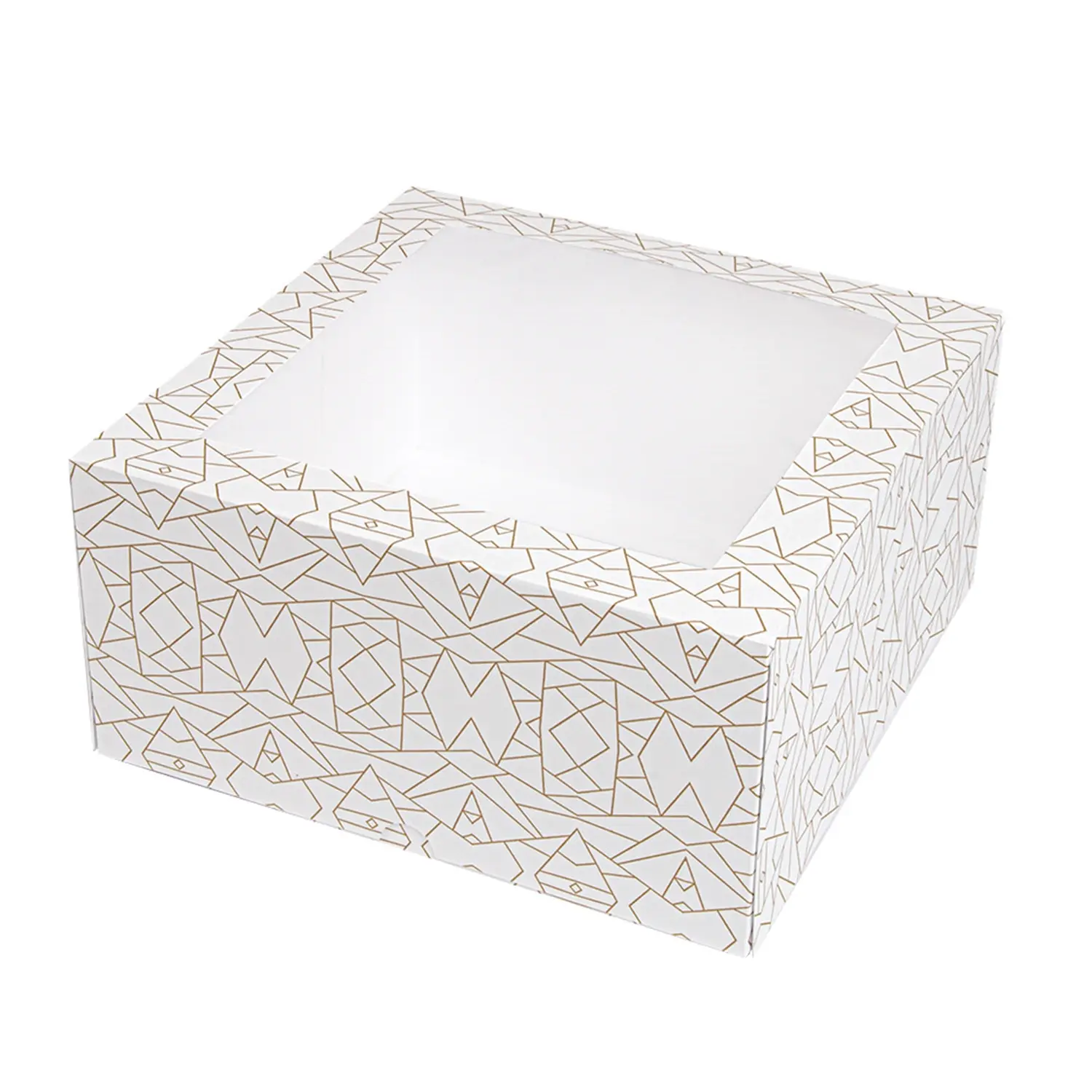 Caixa para pastelaria com janela 'thepack' deco  24x24x12 cm branco cartão nano-micro + opp (50 unidade)