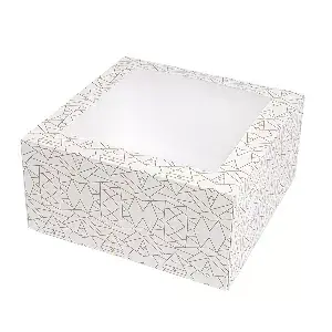 Cajas pastelería con ventana 'thepack' deco  24x24x12 cm blanco cartón nano-micro + opp (50 unid.)