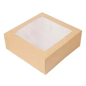 Caixa para pastelaria com janela 'thepack'  28x28x10 cm natural cartão nano-micro + opp (100 unidade)