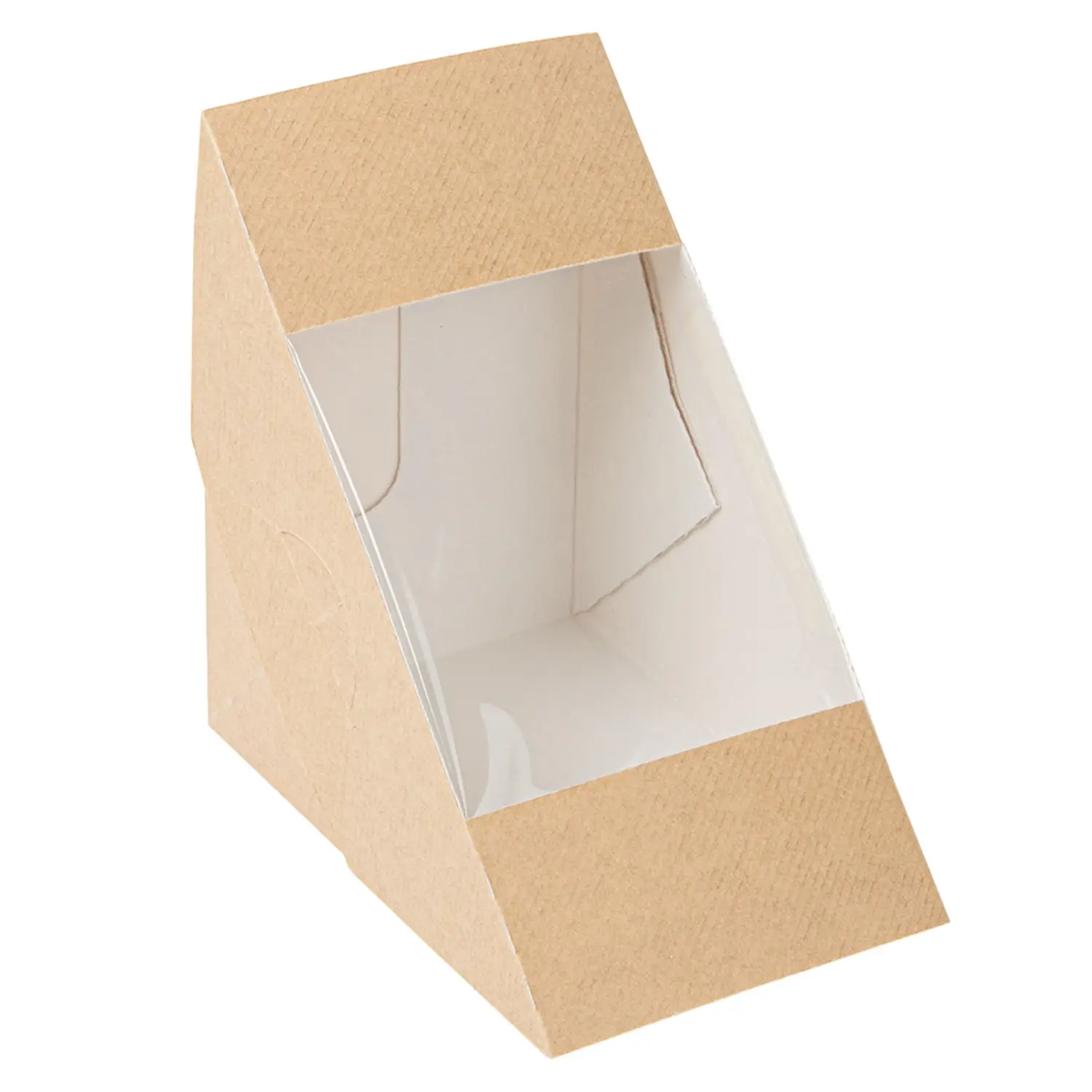 Scatole panino triplo con finestra 'thepack'  12,4x12,4x8,3 cm naturale cartone nano-micro + opp (500 unità)