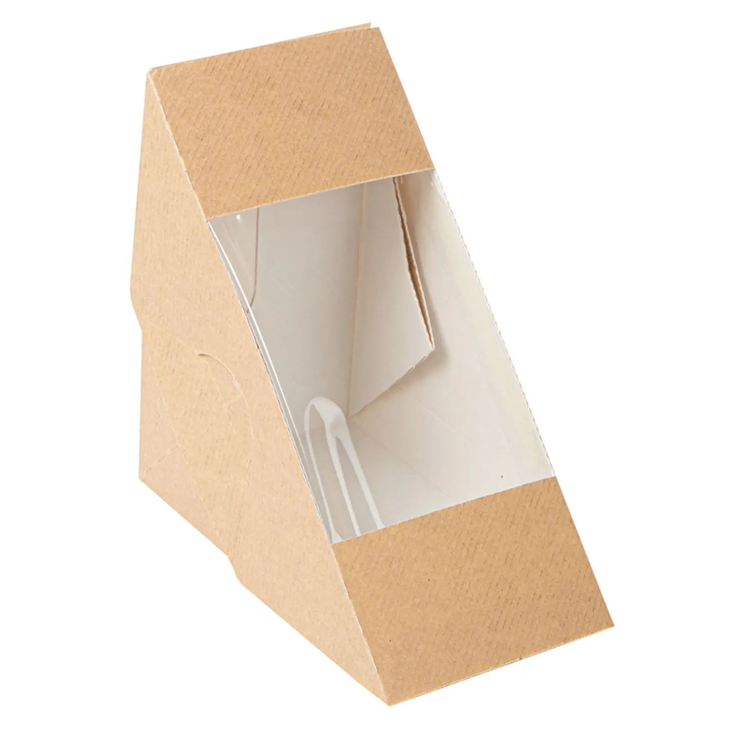 Scatole panino doppio con finestra 'thepack'  12,4x12,4x7,5 cm naturale cartone nano-micro + opp (500 unità)