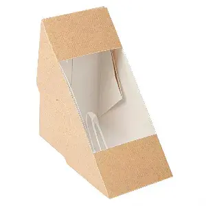 Cajas sándwich doble con ventana 'thepack'  12,4x12,4x7,5 cm natural cartón nano-micro + opp (500 unid.)