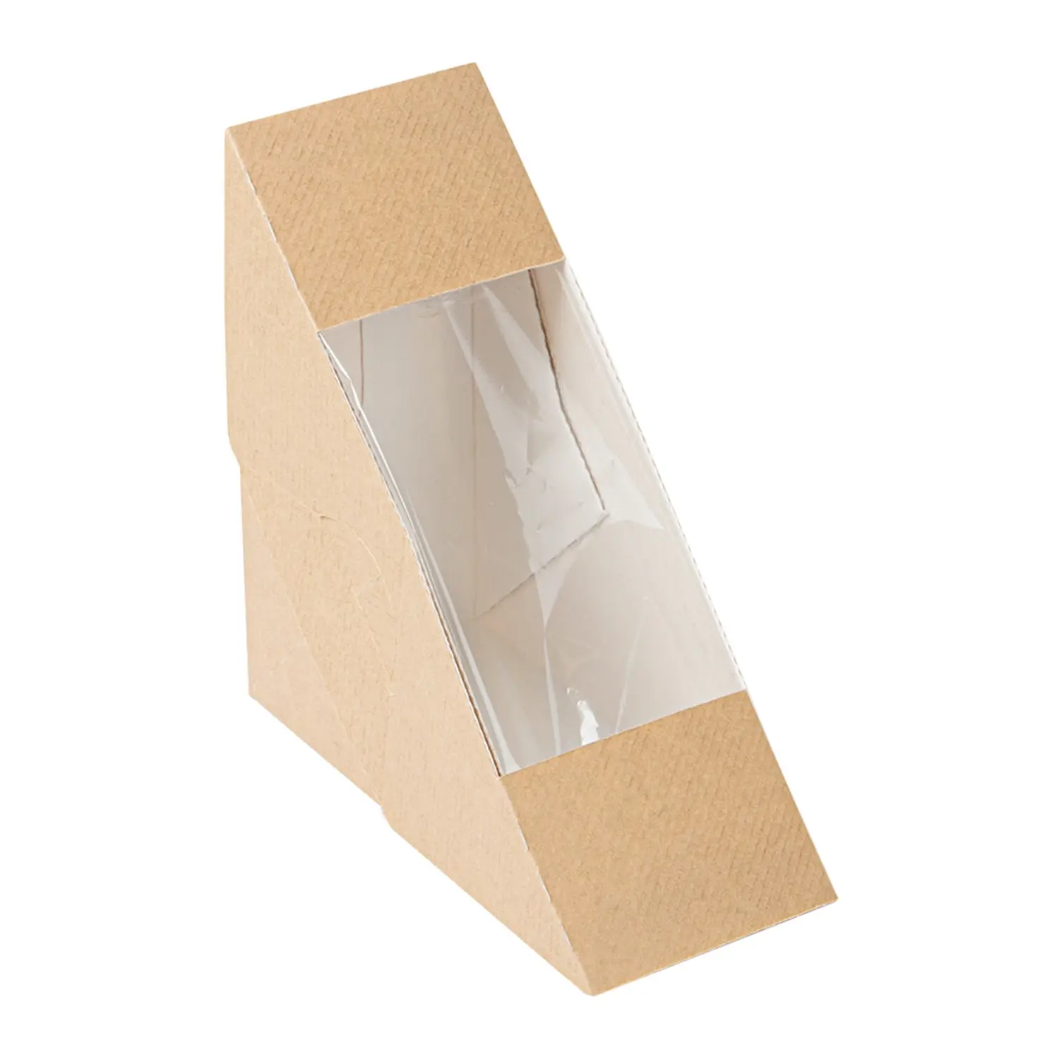 Cajas sándwiches con ventana 'thepack'  12,4x12,4x5,5 cm natural cartón nano-micro + opp (500 unid.)