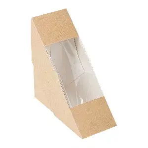 Cajas sándwiches con ventana 'thepack'  12,4x12,4x5,5 cm natural cartón nano-micro + opp (500 unid.)