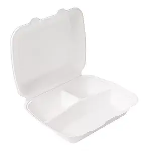 Contenitori 3 scomparti 'bionic' 950 ml 23x18x7,3 cm bianco bagassa (200 unità)