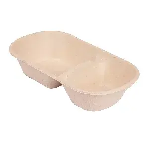 Lunch boxes 2 scomparti 'bionic' 850 ml 23,5x13,1x4,6 cm naturale bagassa (500 unità)