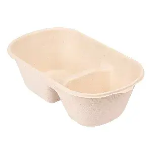 Lunch boxes 2 scomparti 'bionic' 1000 ml 22x12,9x6,85 cm naturale bagassa (500 unità)