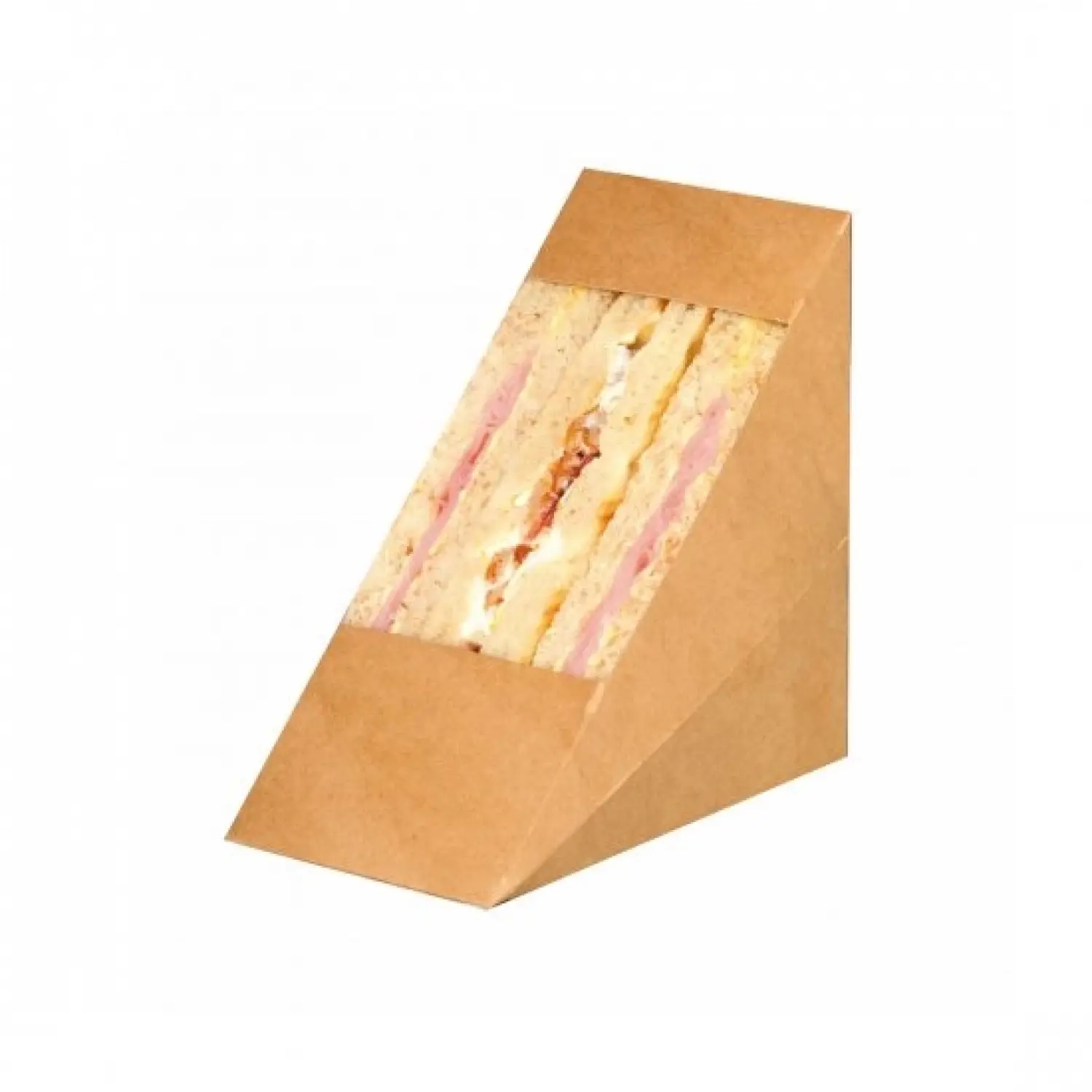 Boite triangle TRIPLE sandwich kraft brun avec fenêtre