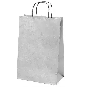Bolsas sos con asas 2 botellas  100 g/m2 18+10x39 cm plateado kraft (250 unid.)