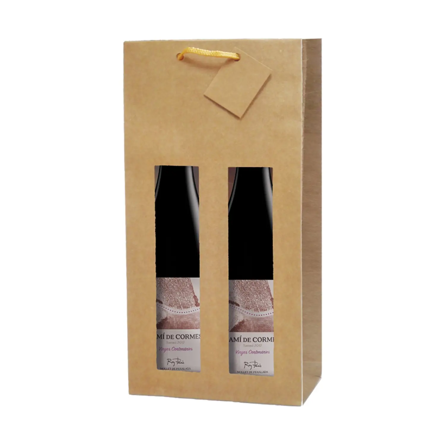 10 u. sachetti portabottiglie manici a corda  175 g/m2 18+8,8x38 cm naturale kraft (10 unità)