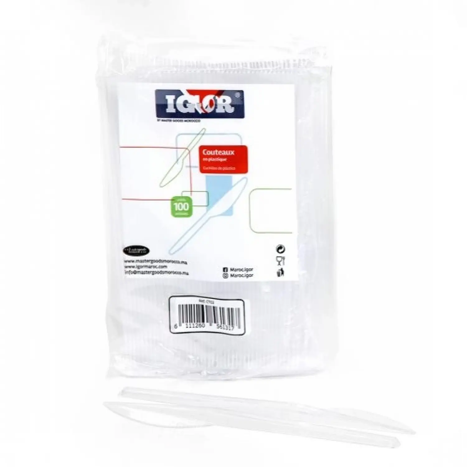 Couteau en plastique transparent