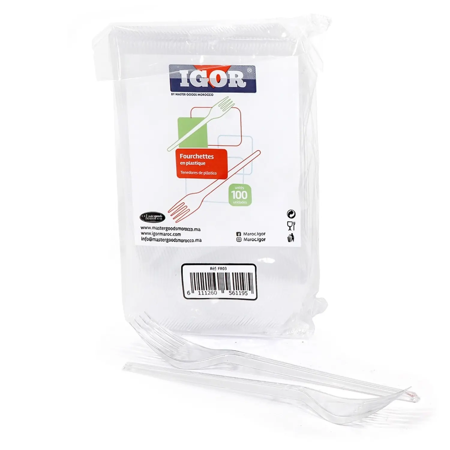 Fourchettes en plastique transparent