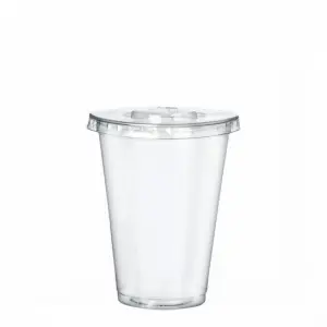 100 Gobelets transparent 11 oz/ 330ml avec couvercle Plat