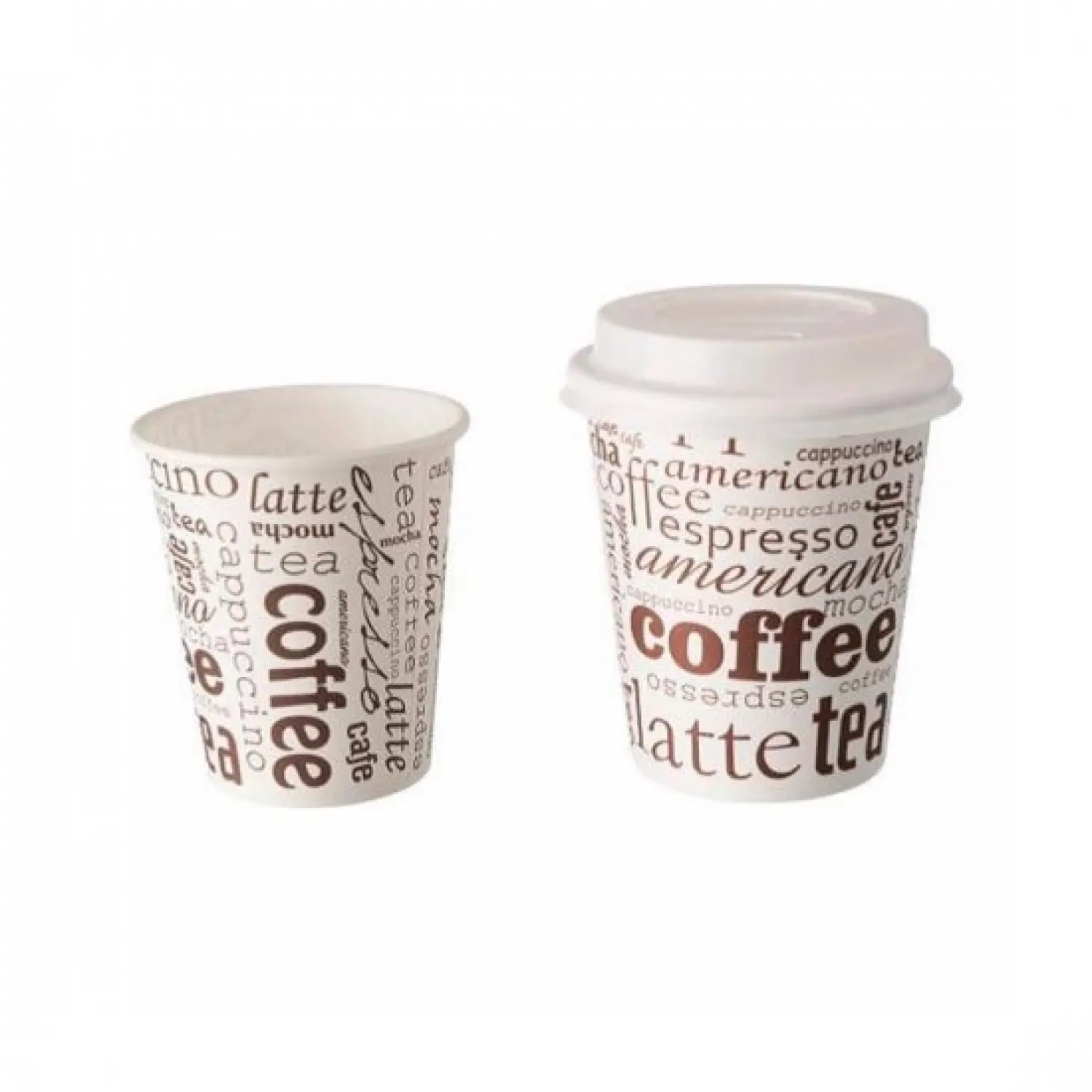 100 Gobelets en carton à cafe 8 oz avec Couvercle en plastique