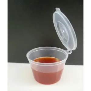 100 Pot à Sauce chaud ou frais avec couvercle attaché 4 oz
