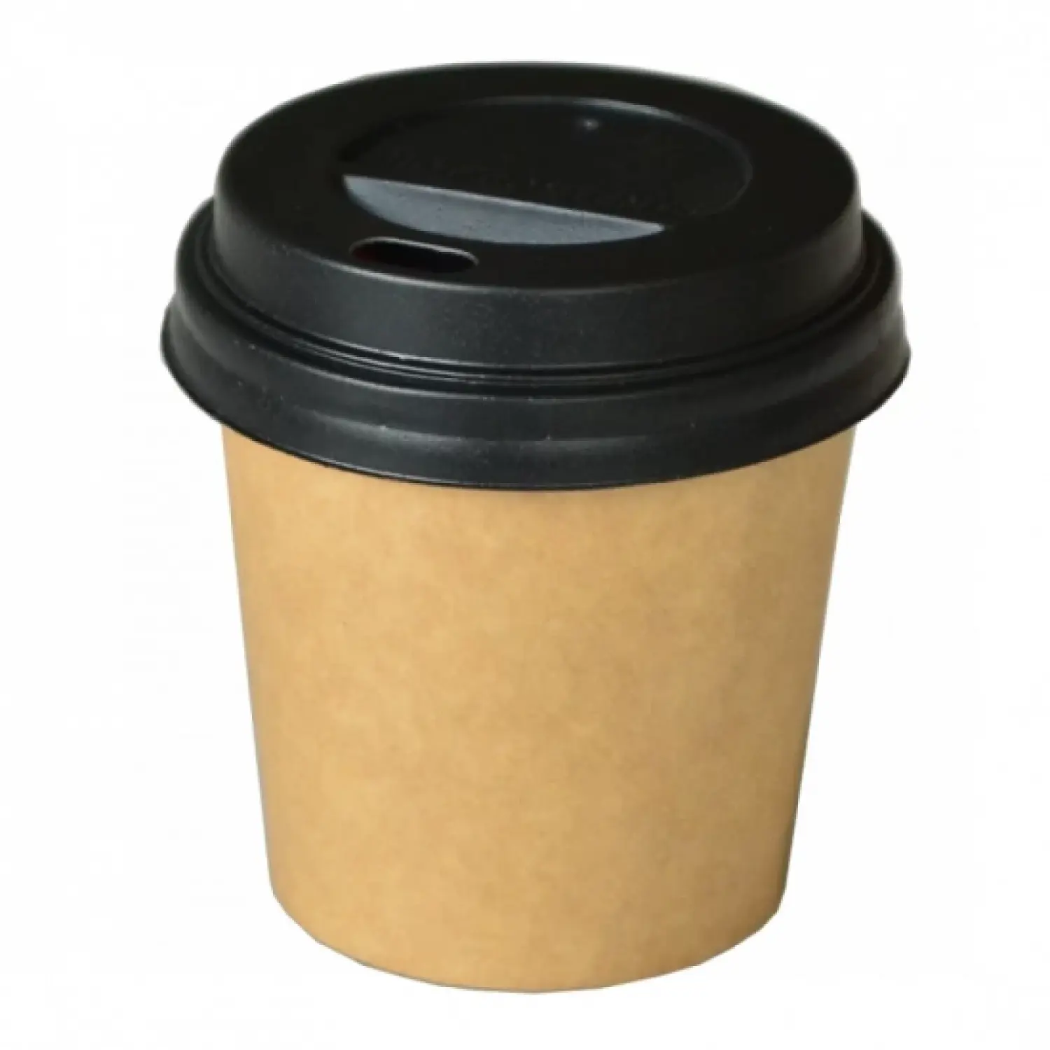 100 Gobelets en carton KRAFT à cafe 4 oz avec Couvercle noir