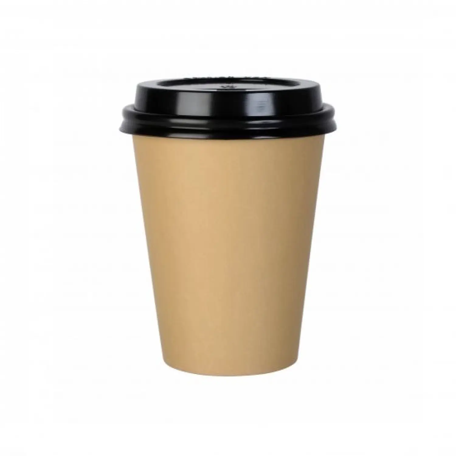 100 Gobelets en carton KRAFT à cafe 8 oz avec Couvercle noir