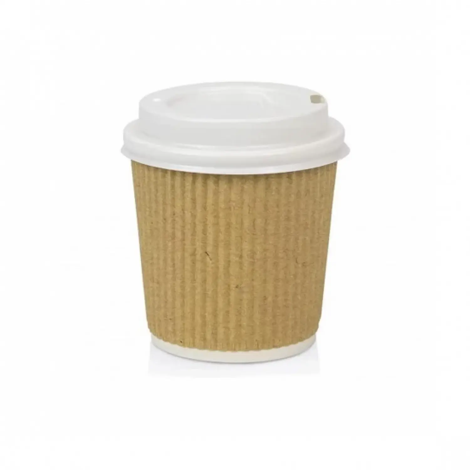 100 Gobelets en carton à cafe Ondulé LUX  4 oz avec Couvercle blanc isothermes