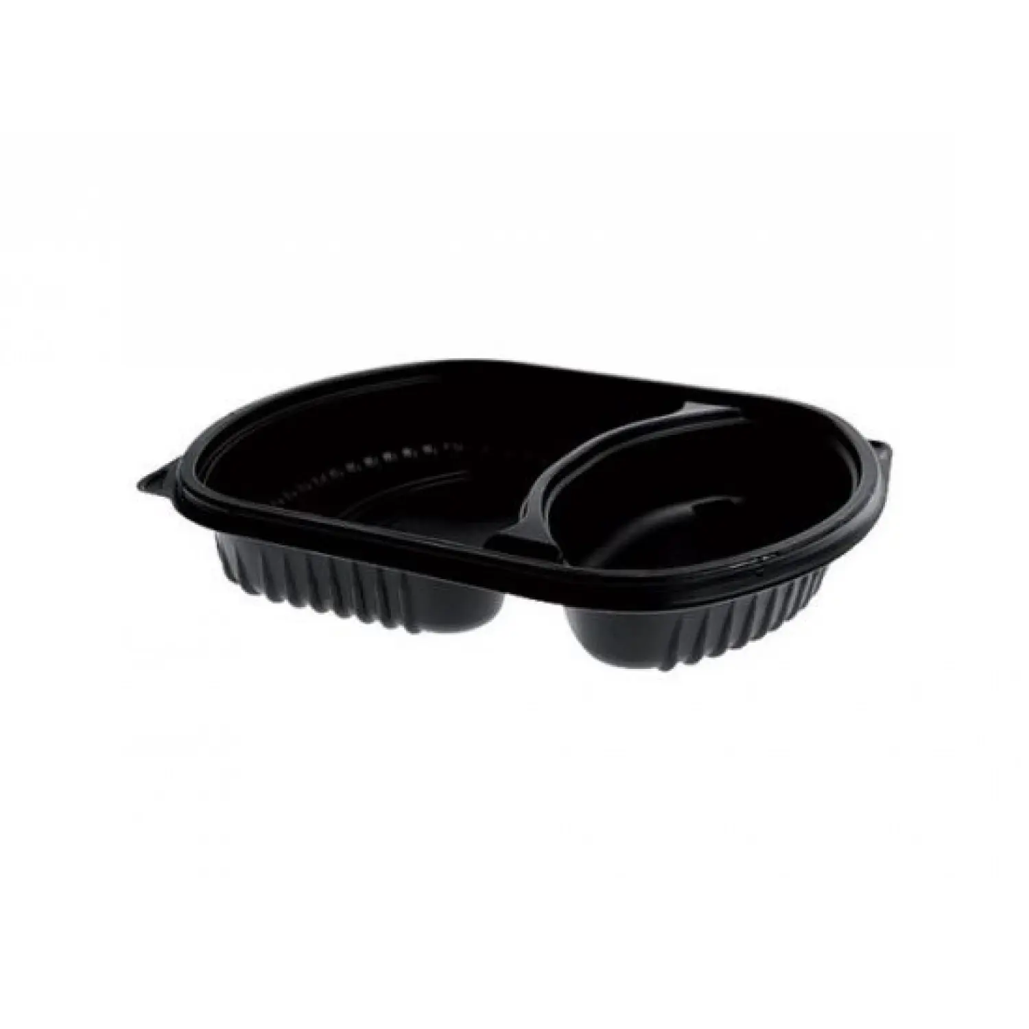 Barquette en plastique NOIR Micro-Ondables 2 Compartiment avec couvercle
