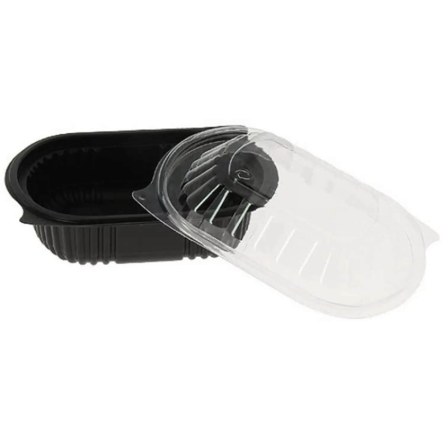Barquette en plastique NOIR Micro-Ondables 1 Compartiment avec couvercle
