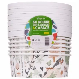 Boluri carton pla mura cu capace albe top 184 mm 1200 ml 6 buc