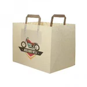 Bolsa Papel Kraft fondo ancho asa plana (32+21x25cm)