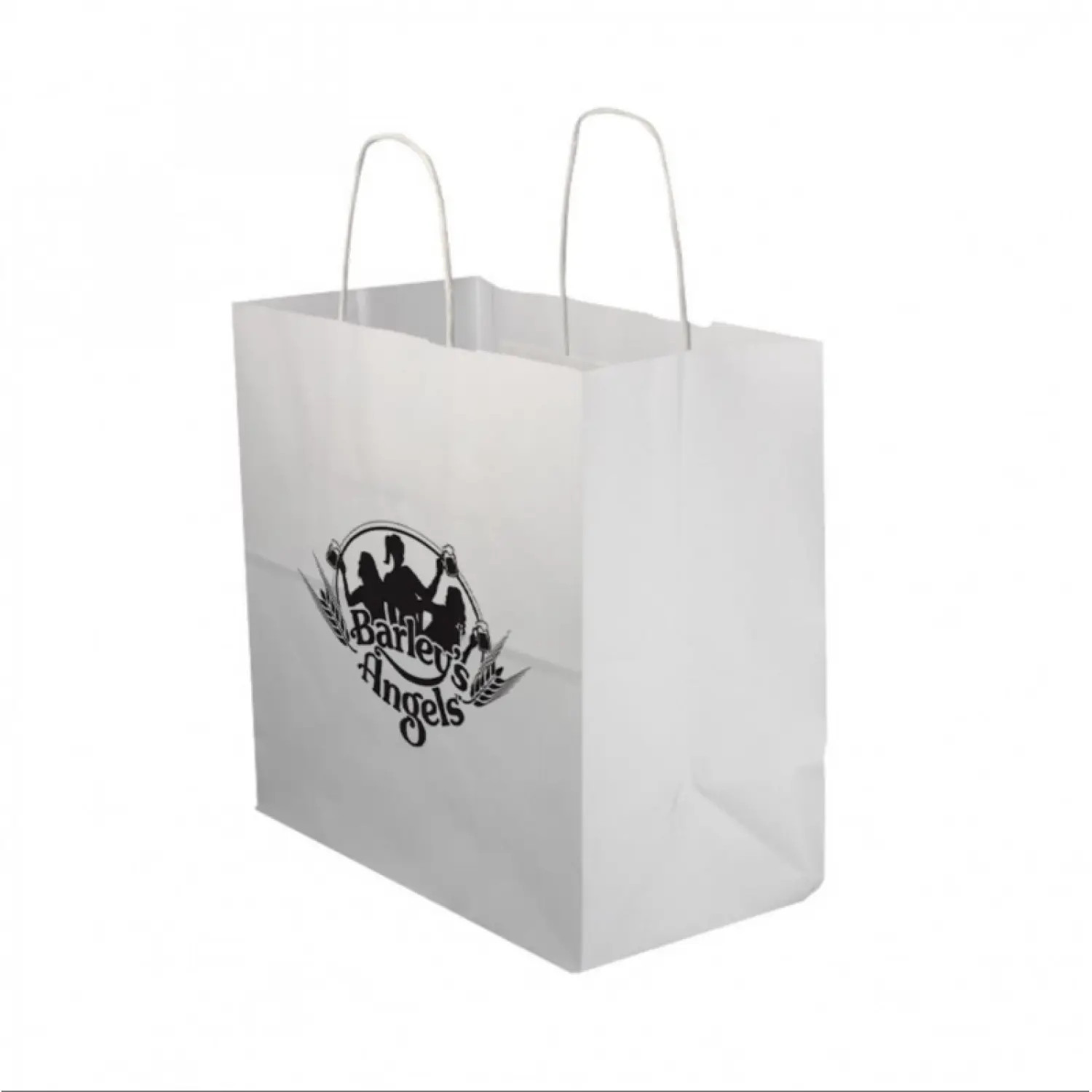 Saco de papel branco com alça ondulada (26+14x27cm)