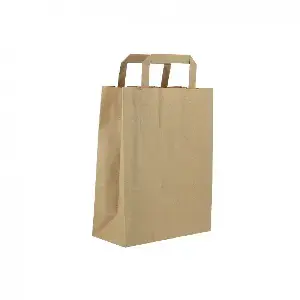 250 unidades. Sacos de papel kraft reciclado com alças planas pequenas (22+10x28cm) | Ref: BP20
