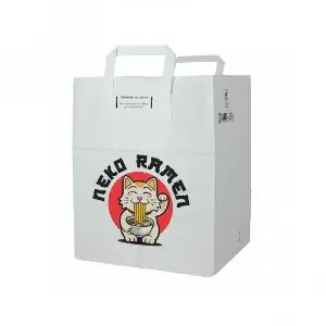 Bolsa de papel blanco con asas (26+20x32cm) Impresa 1 Cara Color.