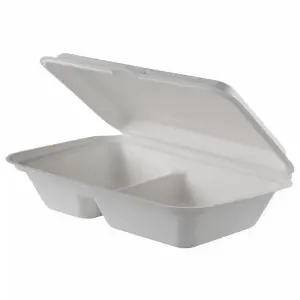 Caserole trestie scoica 2 compartimente retail albe 23x15 cm 25 buc