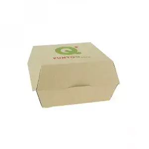 Cajas de cartón kraft para hamburguesas pequeñas Personalizadas 1 Tinta : Dimensiones - 1 Tinta|10x10x7cm