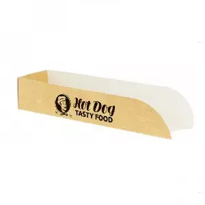 Cuña cartón kraft Hot Dog y gofres (17,5x5x3,5 cm) Personalizada : Dimensiones - 1 Cara|17,5x5x3,5cm