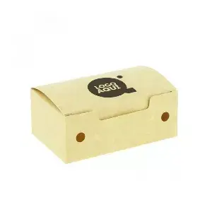 Caja para fritos pequeña kraft con ventilación (11,5x7,2x4,3cm) Personalizado : Dimensiones - 1Cara|11,5x7,2x4,3cm