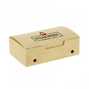 Caja para fritos mediana tipo kraft con ventilación (14,5x9x4,5cm) : Dimensiones - 1 Cara|14,5x9x4,5cm