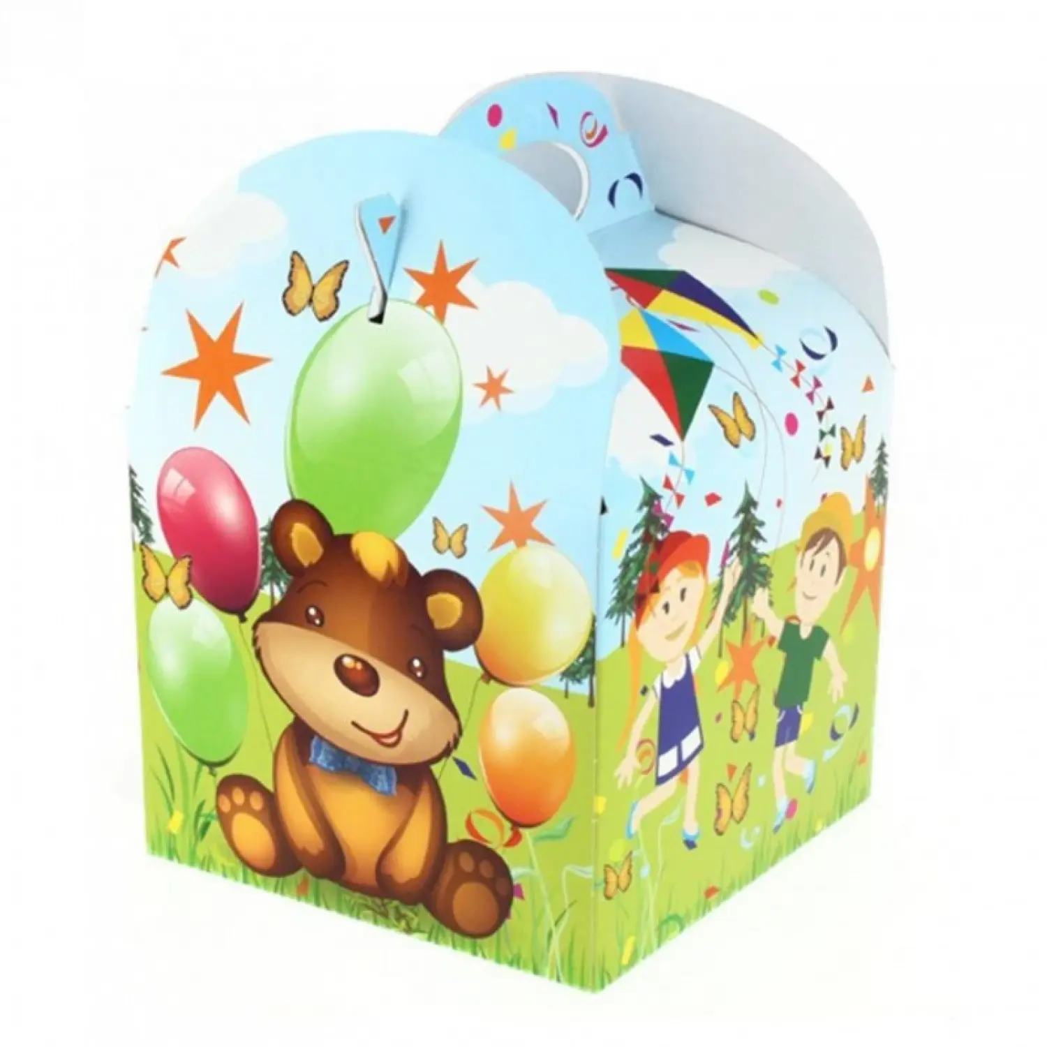50 unidades. Caixa de menu infantil com alças de ursinho | Ref: EG0044