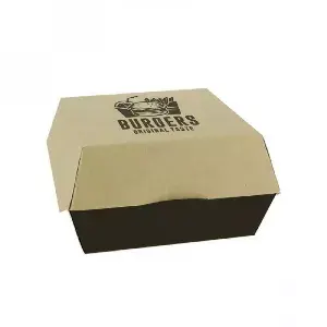 Cajas para hamburguesas XXL cartón neo kraft Personalizada 1 tinta : Dimensiones - 1 Tinta|14x14x9cm