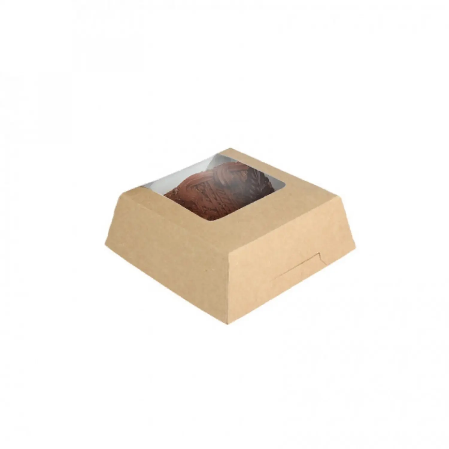 100 unidades. Caixa grande Kraft com janela (14x14x5,5cm) | Ref: EG0063