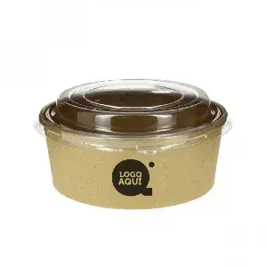Ensaladera Cartón Kraft Con Tapa 550ml Personalizada 1 Tinta