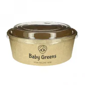 Ensaladera de cartón kraft con tapa (1200cc) Personalizada 1 Tinta