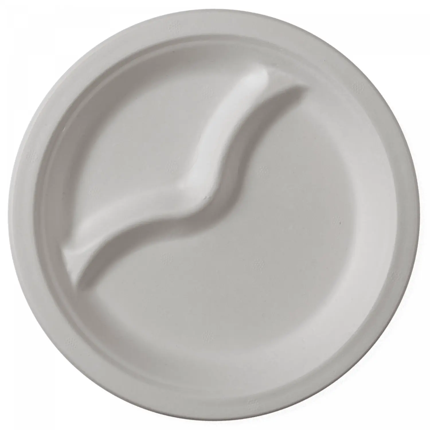 Farfurii trestie 2 compartimente rotunde albe 22 cm 50 buc