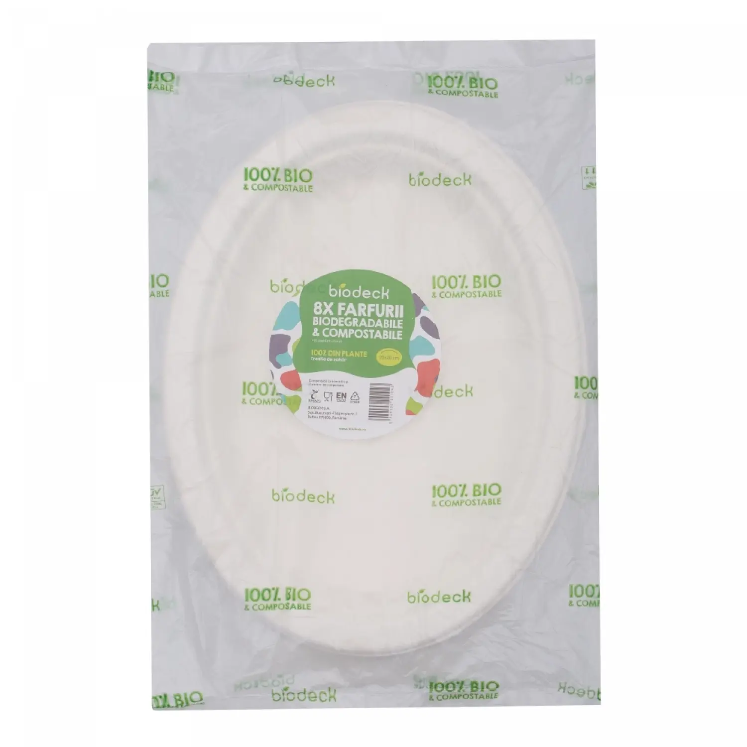 Farfurii trestie ovale albe 25x20 cm 8 buc