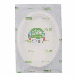 Farfurii trestie ovale albe 25x20 cm 8 buc