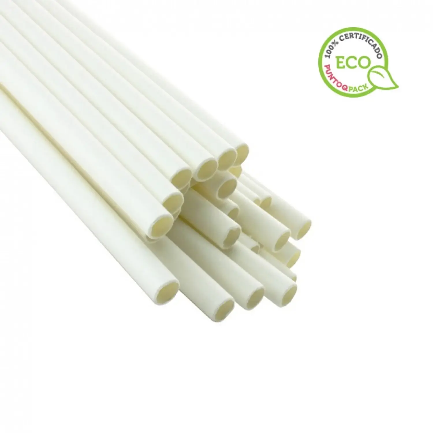 100 unidades de Canudos de Papel Brancos ecológicos (20cm 0.6Ø) | Ref: PAJ004