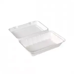 Posuda za pulpu trske 1-komorna, bijela 239x156x63 mm