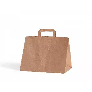 Torba papierowa 320x220x245mm brązowa eco/kraft uchwyt płaski
