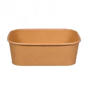 Pojemnik papierowy, sałatkowy, prostokątny brązowy 800 ml