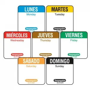 Rollo de 1000 etiquetas despegables para rotación de inventario "LUNES" 2,5 x 2,5 cm (3 unids)