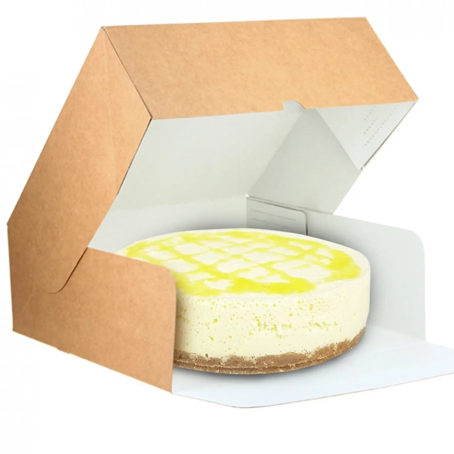 25 unidades. Caixa de bolo de papel kraft com abertura frontal (32x32x10 cm) | Ref: TAR010